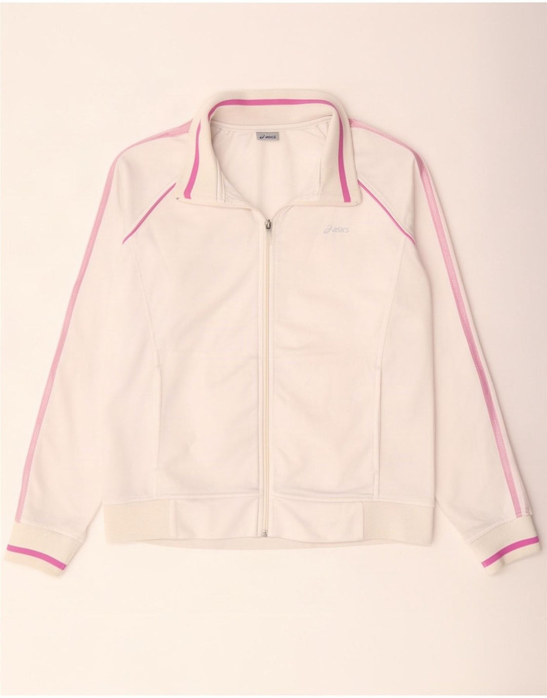 Asics Damen-Trainingsanzug-Top-Jacke UK 18 XL Weißer Colourblock-Polyester