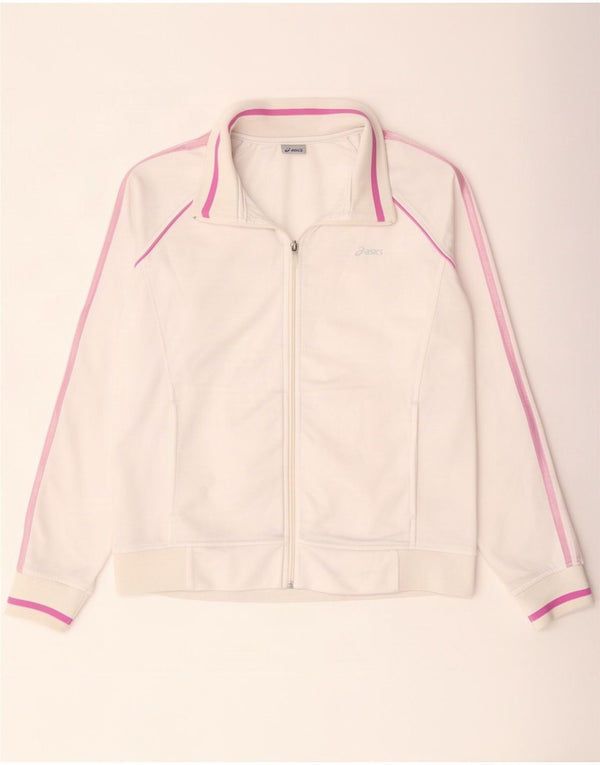 Asics Damen-Trainingsanzug-Top-Jacke UK 18 XL Weißer Colourblock-Polyester