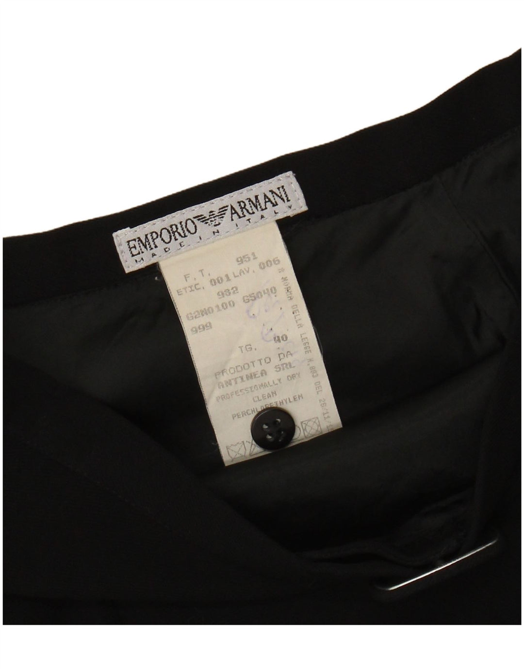 EMPORIO ARMANI Damen A-Linien-Rock mit hoher Taille, Größe 40, Größe S, W24, schwarze Wolle