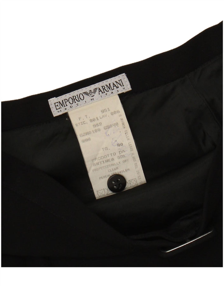 EMPORIO ARMANI Damen A-Linien-Rock mit hoher Taille, Größe 40, Größe S, W24, schwarze Wolle