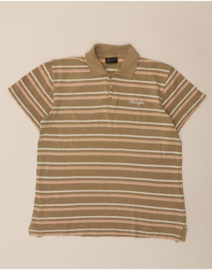 Wrangler Herren-Poloshirt, groß, Khaki, gestreift, Baumwolle