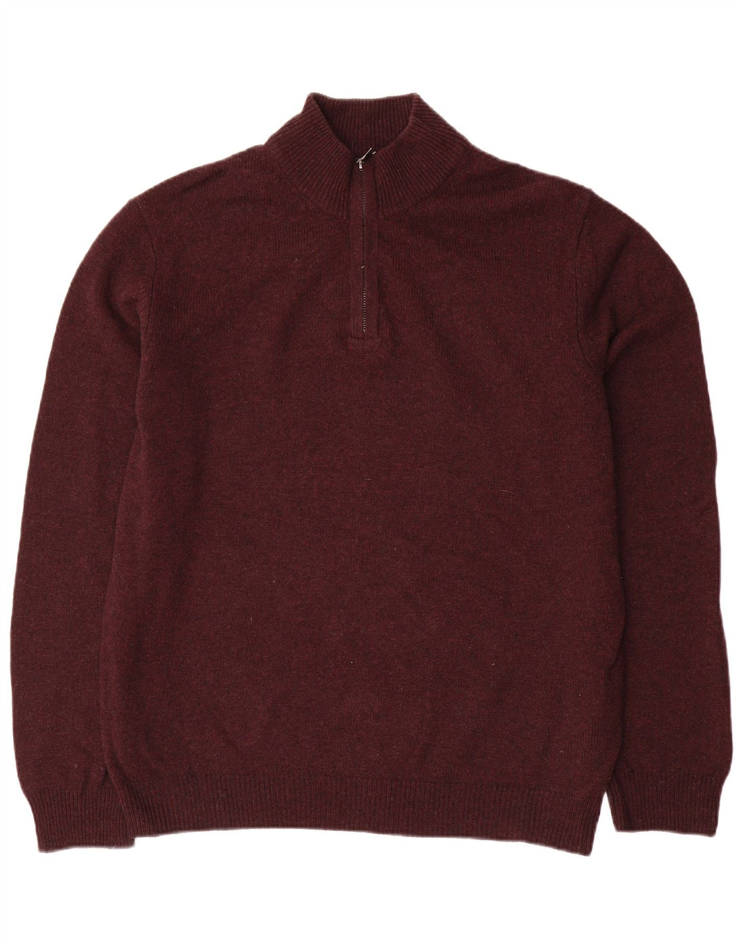 Marks & Spencer Herren-Pullover mit Reißverschluss am Hals, große burgunderrote Wolle