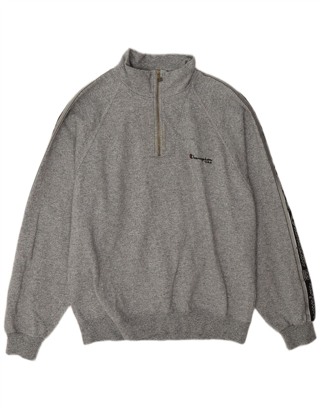 Champion Herren-Sweatshirt mit grafischem Reißverschluss, Größe L, Grau, Farbblock