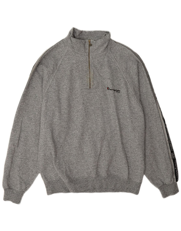Champion Herren-Sweatshirt mit grafischem Reißverschluss, Größe L, Grau, Farbblock