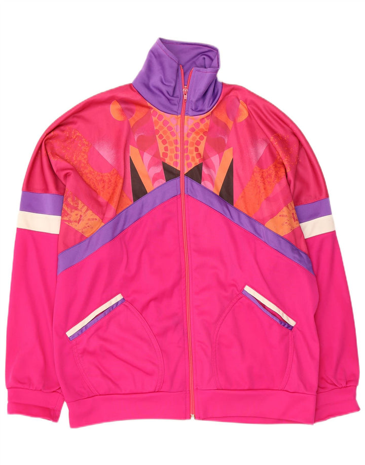 Vintage Herren-Trainingsanzug-Top-Jacke UK 38 Mittelrosa Colourblock-Polyester