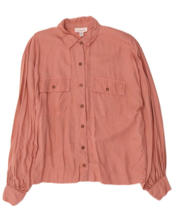 Topshop Damen-Oversize-Hemd UK 10 Small Pink Lyocell