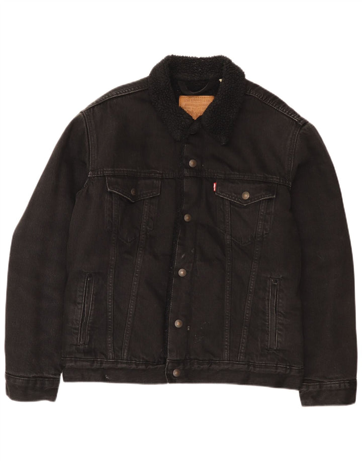 Levi's Herren Denim Sherpa Jacke UK 38 Mittelschwarze Baumwolle