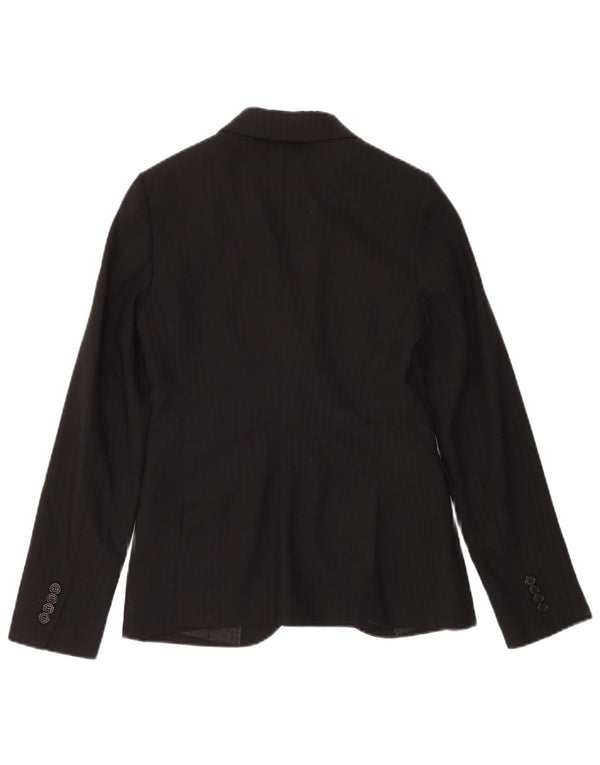 Massimo Dutti Damen 2-Knopf-Blazerjacke EU 36 XS Schwarze Nadelstreifenwolle