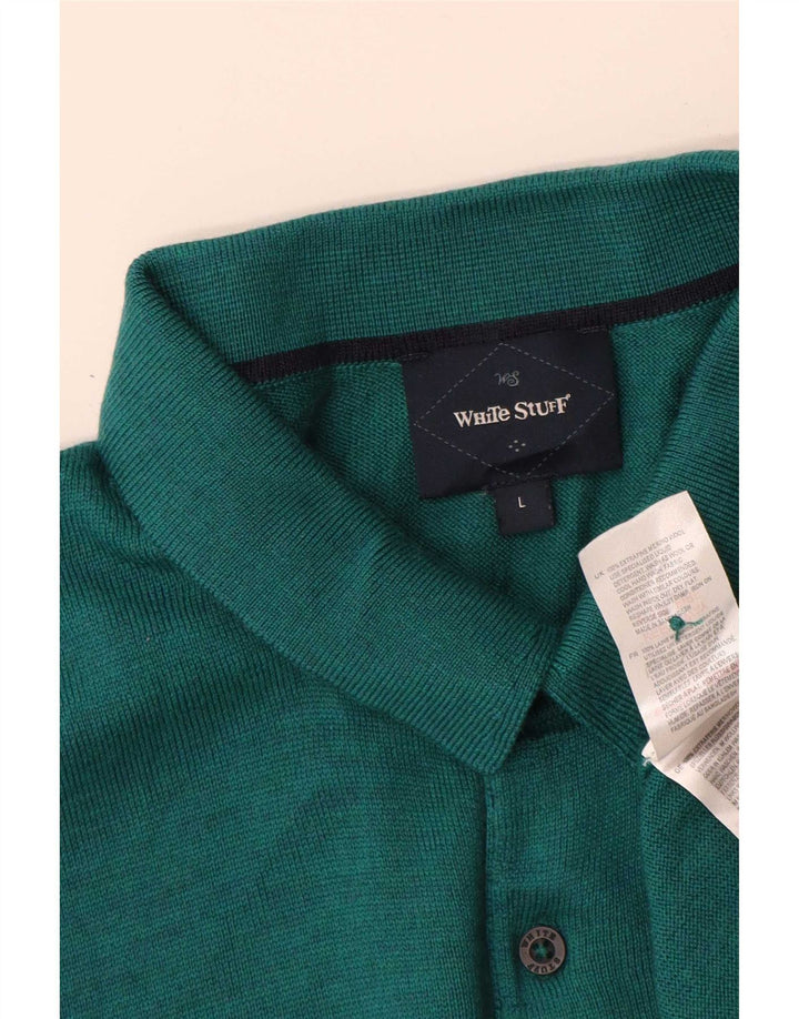 White Stuff Herren-Pullover mit Rollkragen, groß, grüne Merinowolle
