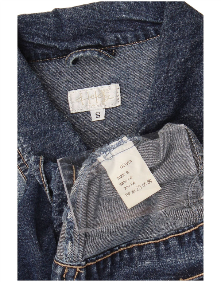 Vintage Damen Jeansjacke UK 10 Kleine blaue Baumwolle