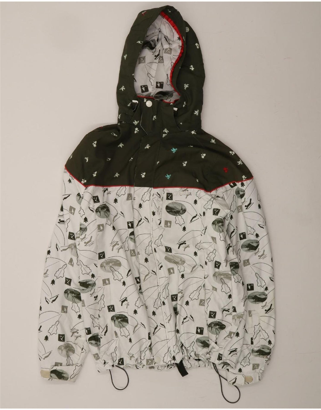 O'NEILL Womens Hooded Windbreaker Jacket UK 18 XL White Floral Polyester Vintage O'Neill and Second-Hand O'Neill from Messina Hembry 
