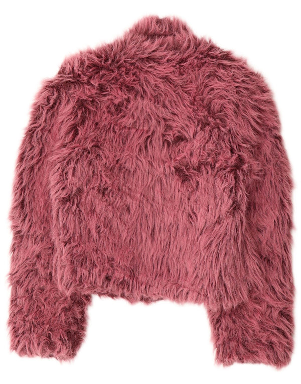 Vintage Womens Faux Fur Bolero Jacket UK 14 Large Pink Modacryl
