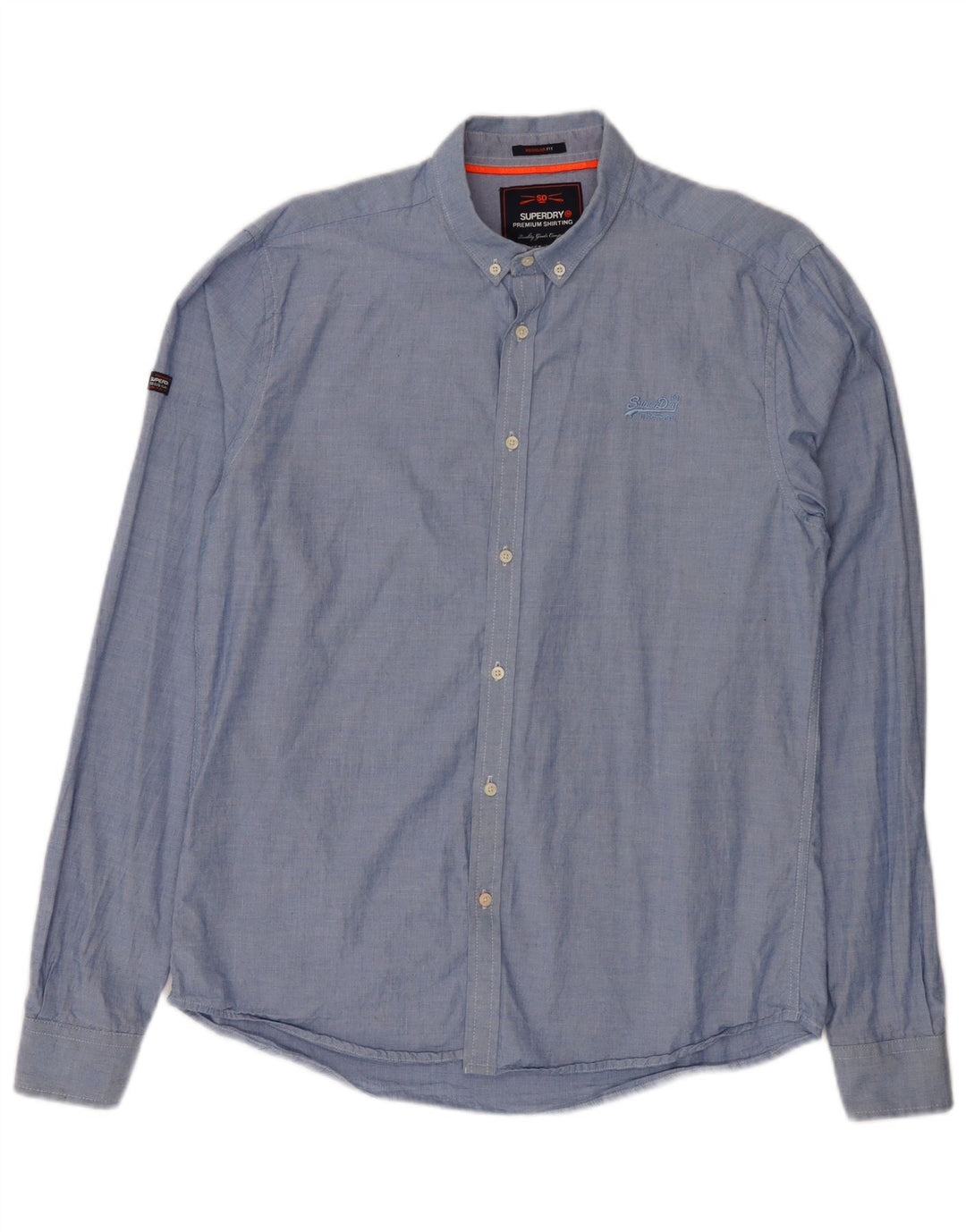 Superdry Herren-Hemd in normaler Passform, groß, aus blauer Baumwolle