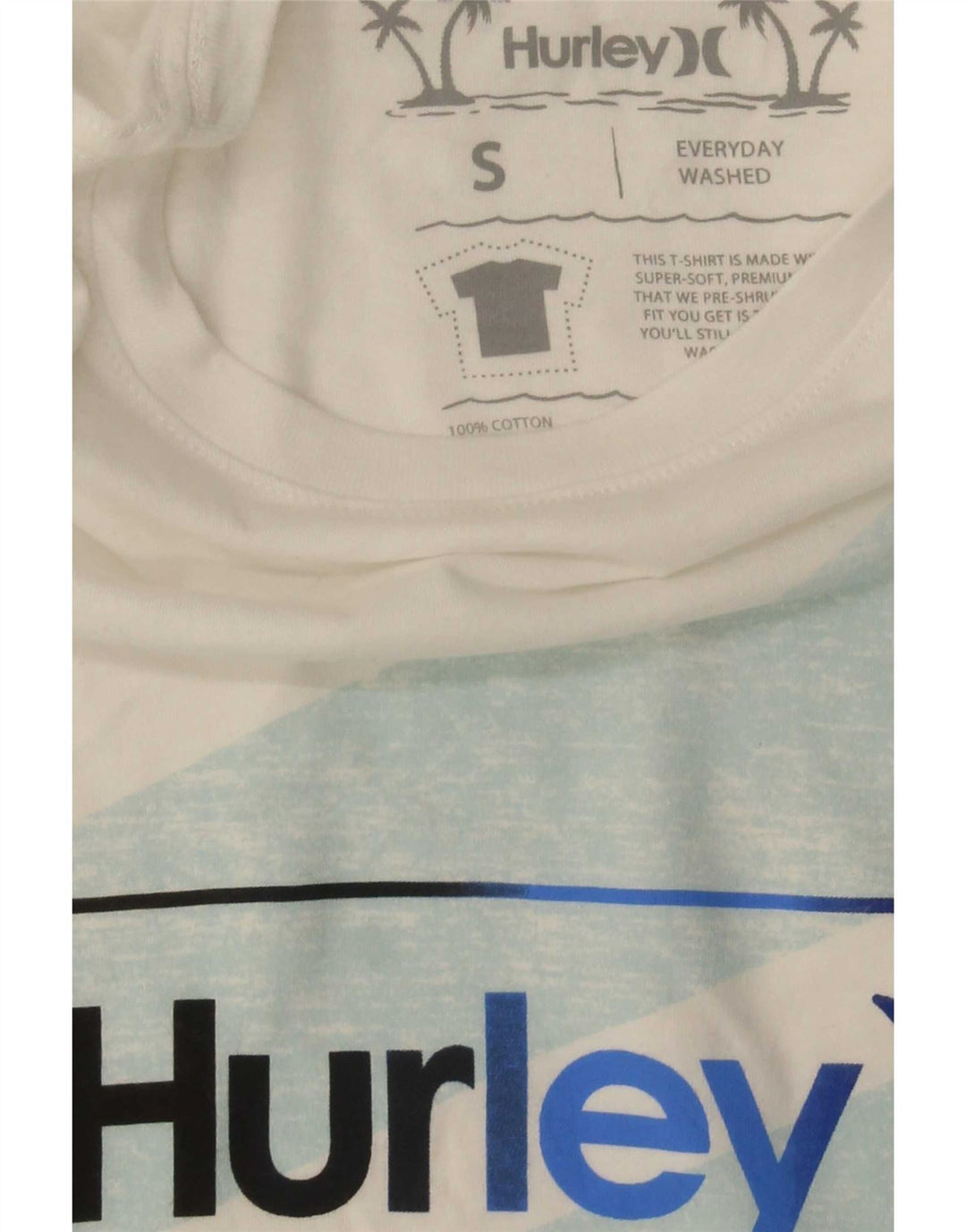Hurley Herren-T-Shirt mit Grafik, Größe S, weiße Baumwolle