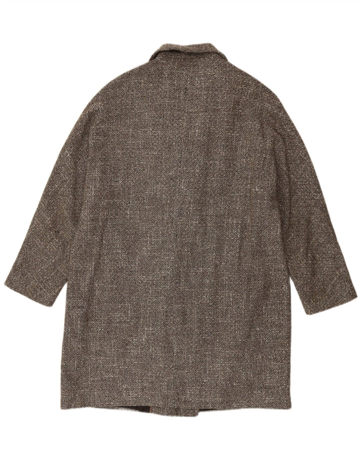 Massimo Dutti Damen Zweireihiger Mantel UK 16 Großes graues Fischgrätenmuster