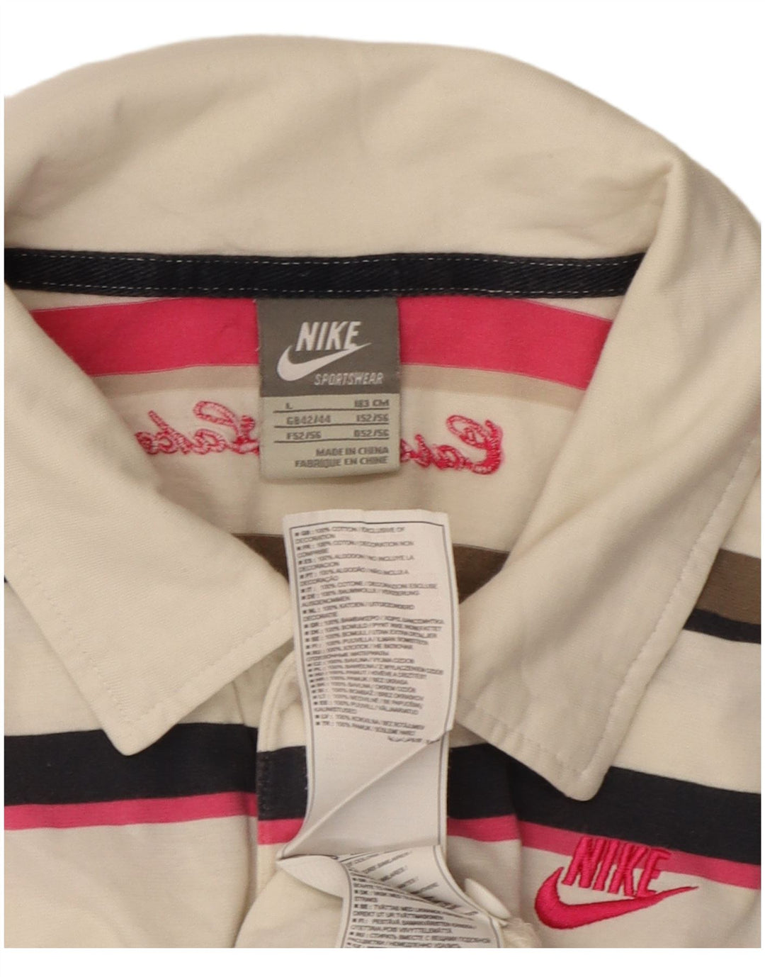 NIKE Herren-Poloshirt UK 42/44, groß, mehrfarbig, gestreift, Baumwolle