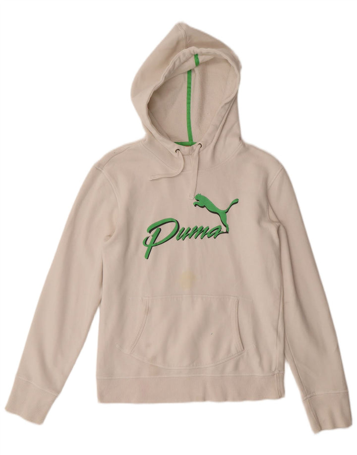Puma Damen Graphic Hoodie Pullover UK 12 Medium Weiß