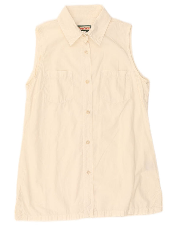 Invicta Damen Ärmelloses Hemd UK 12 Mittelweiße Baumwolle