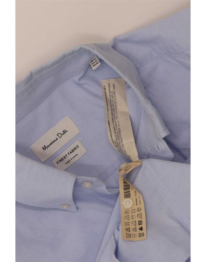 Massimo Dutti Herrenhemd XL, blaue Baumwolle