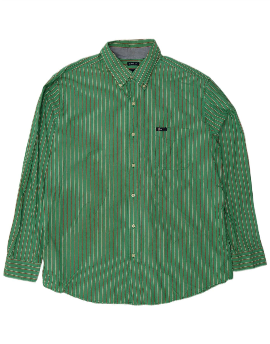 Chaps Herren-Hemd, pflegeleicht, XL, grün gestreift, Baumwolle