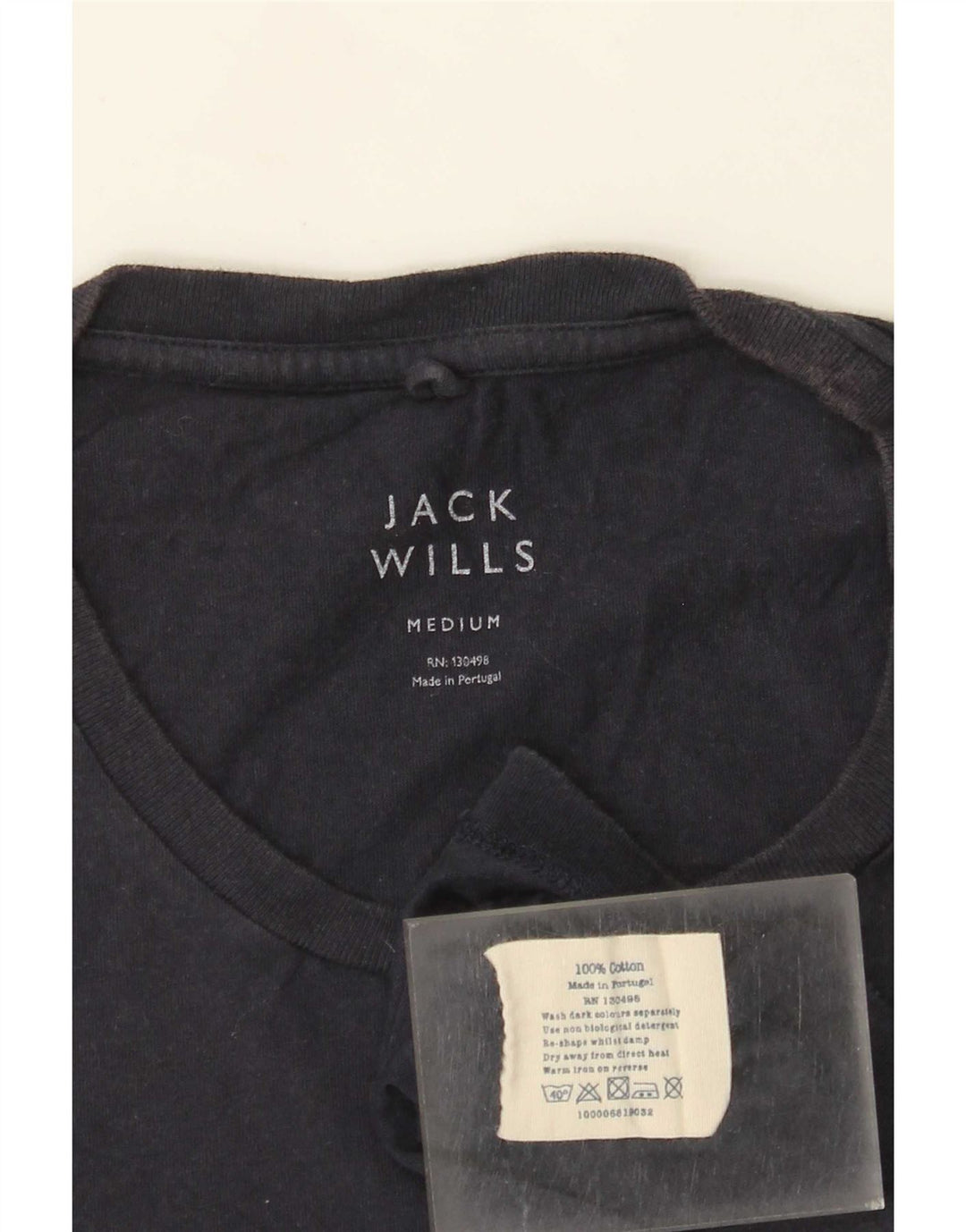 Jack Wills Herren-T-Shirt-Oberteil aus mittelblauer Baumwolle in Marineblau