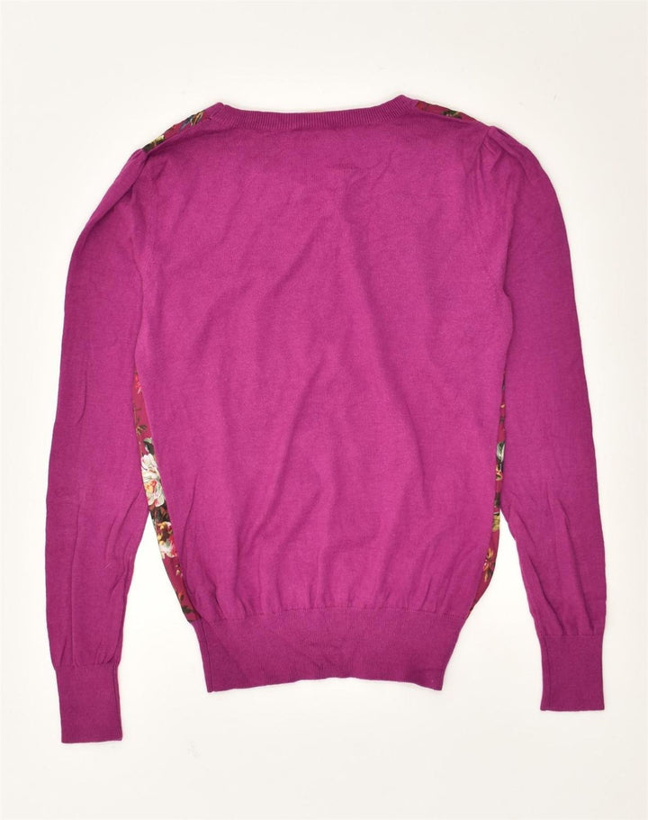 OASIS Womens Boat Neck Jumper Sweater UK 8 Small Purple Floral Cotton | Vintage Oasis | Thrift | Second-Hand Oasis | Used Clothing | Messina Hembry 