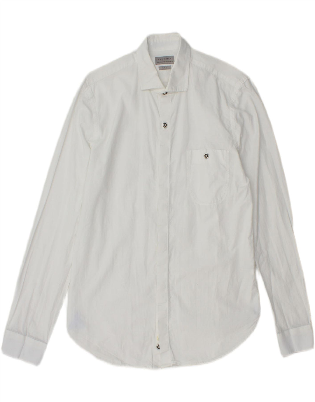 ZARA Mens Slim Fit Shirt Small Blue Cotton Vintage Zara and Second-Hand Zara from Messina Hembry 