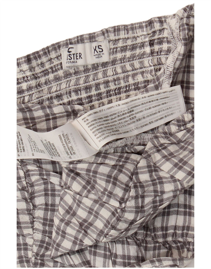 HOLLISTER Damen Crop Top UK 4 XS Grau karierte Viskose