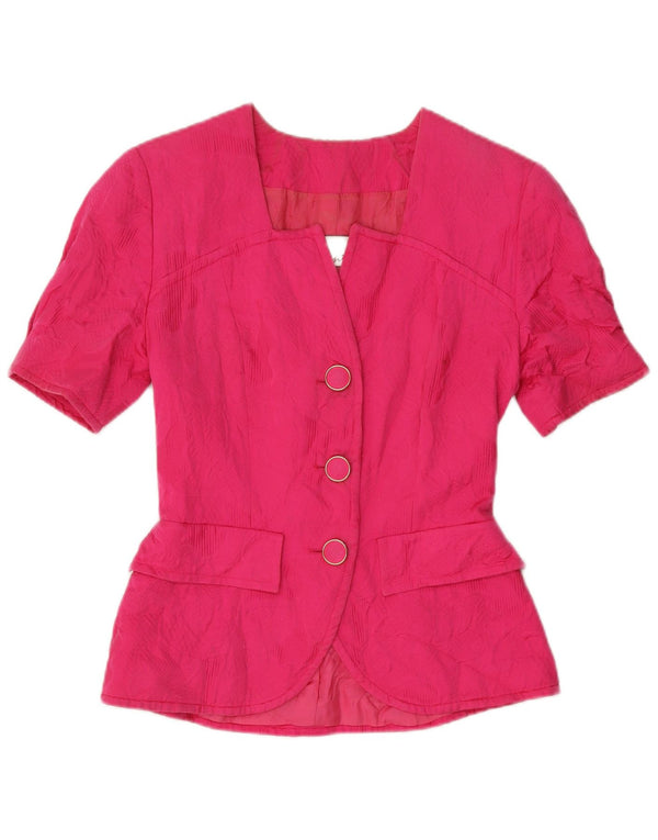 Vintage Damen 3-Knopf-2-teiliges Rockset IT 40 Small W24 Rosa Baumwolle