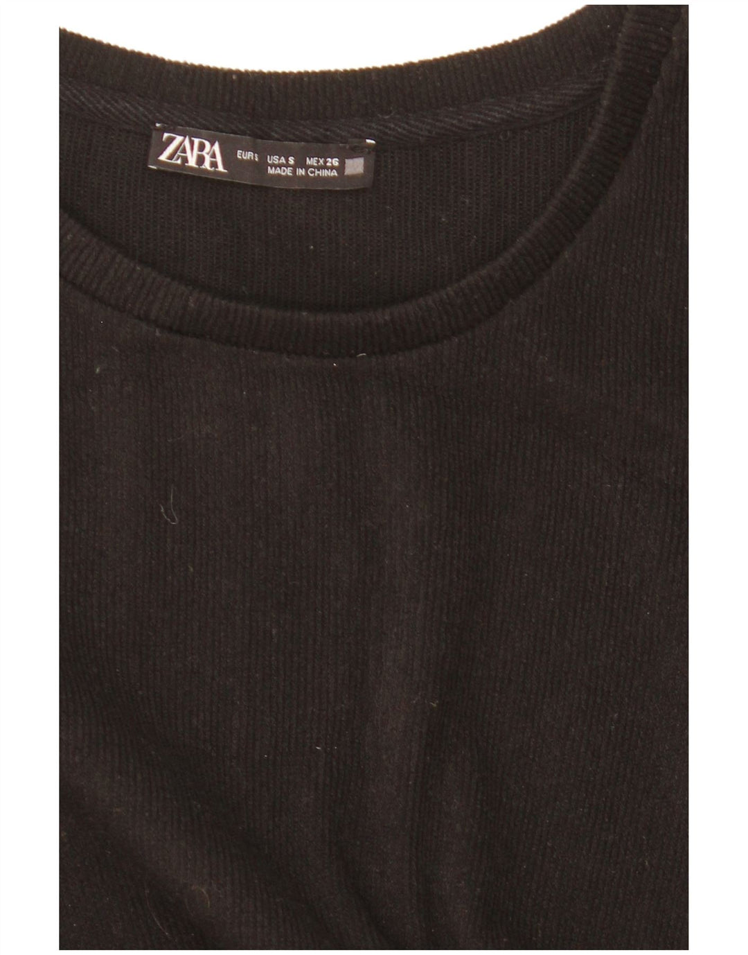 Zara Damen Crop Long Sleeve Oversized Bluse Top UK 10 Small Schwarz