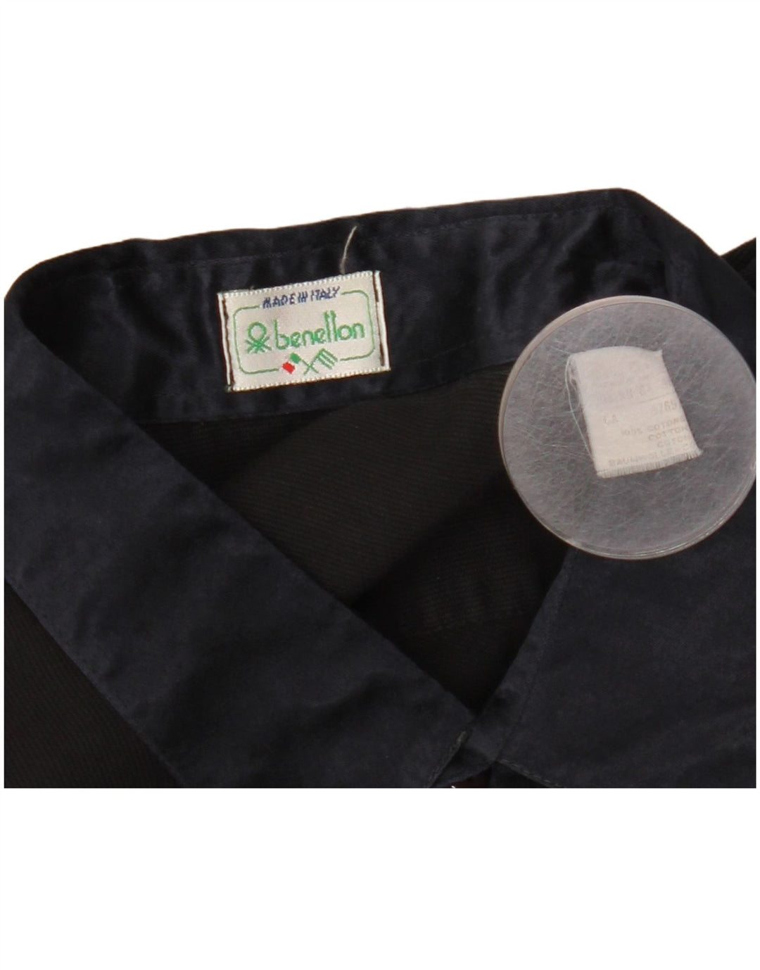 Benetton Herren-Hemd, groß, aus schwarzer Baumwolle