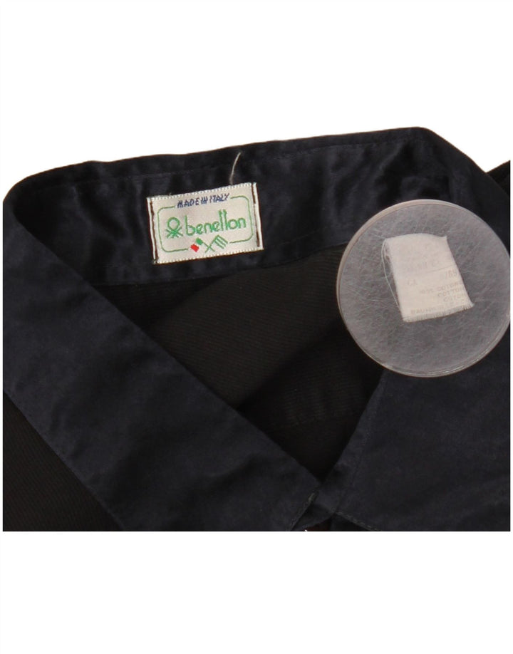 Benetton Herren-Hemd, groß, aus schwarzer Baumwolle