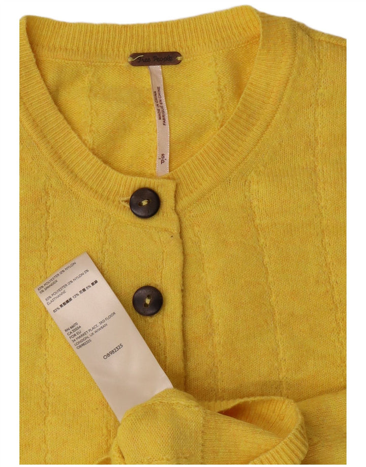 PEPE Jeans Damen Crop Cardigan Pullover UK 10 Small Gelb Polyester