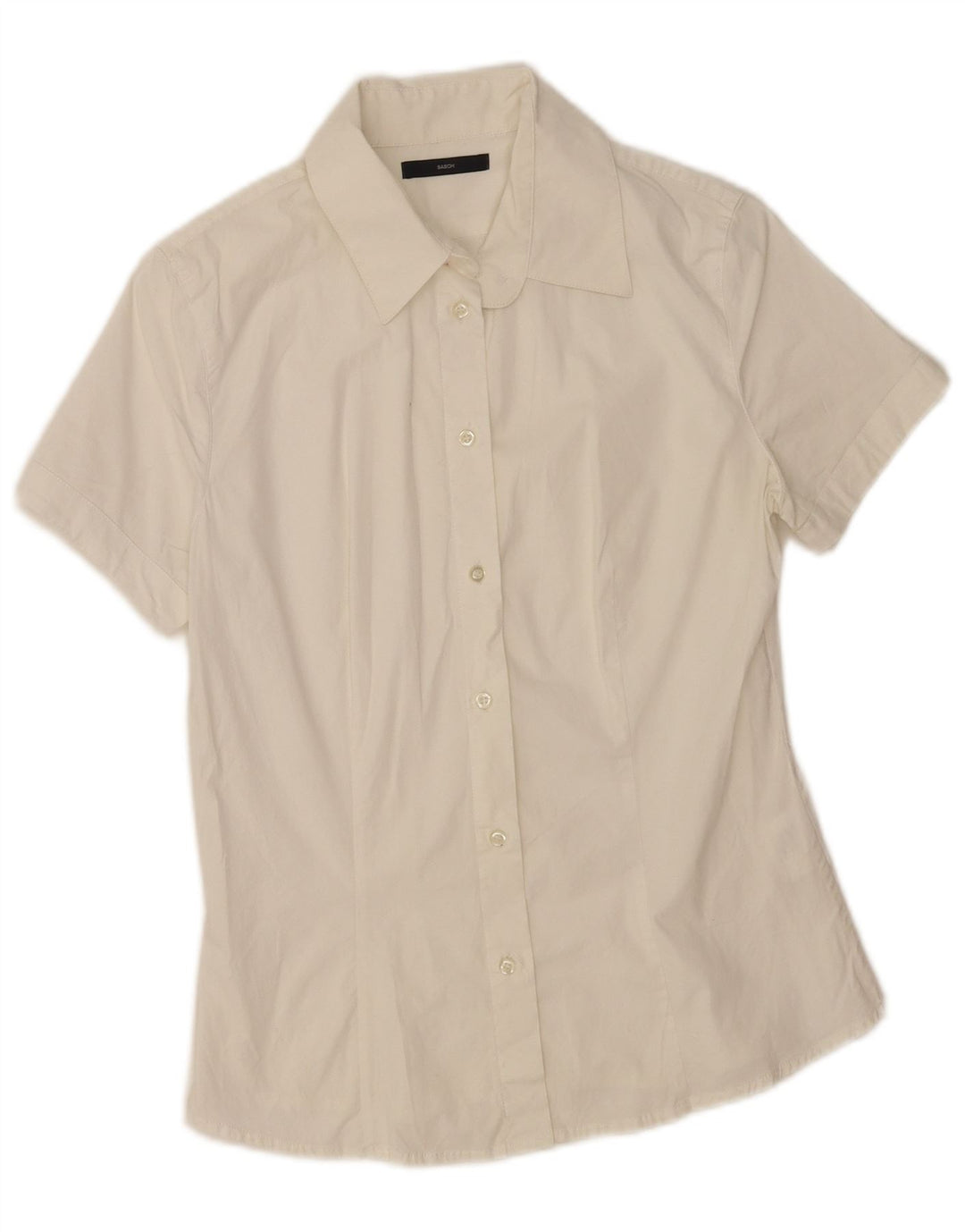 Sasch Damen Kurzarmhemd UK 14 Large Weiße Baumwolle