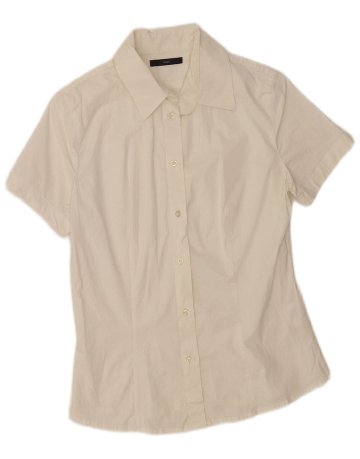 Sasch Damen Kurzarmhemd UK 14 Large Weiße Baumwolle