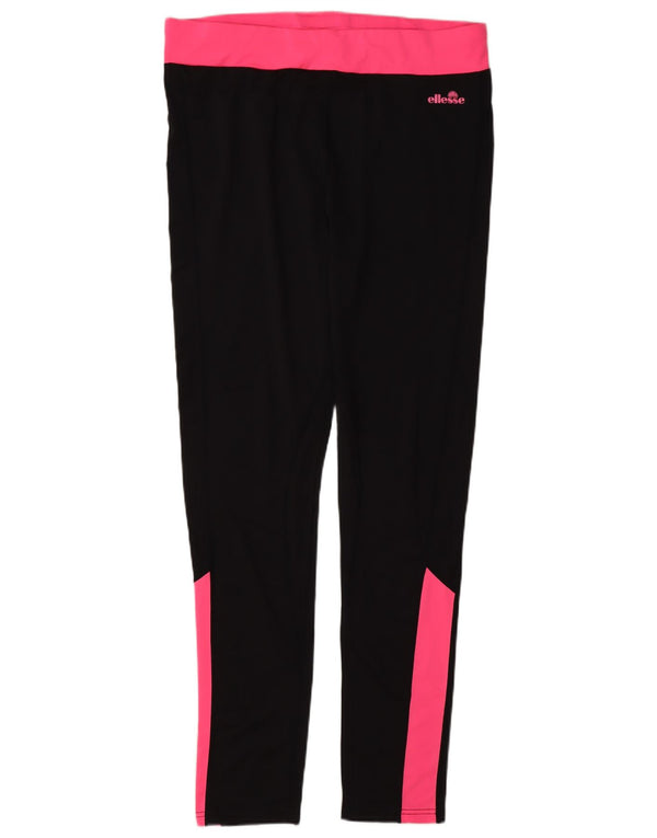 Ellesse Damen Leggings UK 16 Large Schwarz Colourblock Polyester