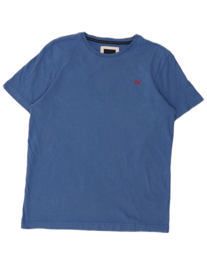Crew Clothing Herren-T-Shirt-Oberteil aus mittelblauer Baumwolle