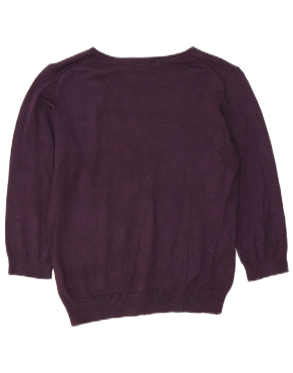Marks & Spencer Damen-Pullover mit 3/4-Ärmeln und V-Ausschnitt, Gr. 12, Mittelviolett