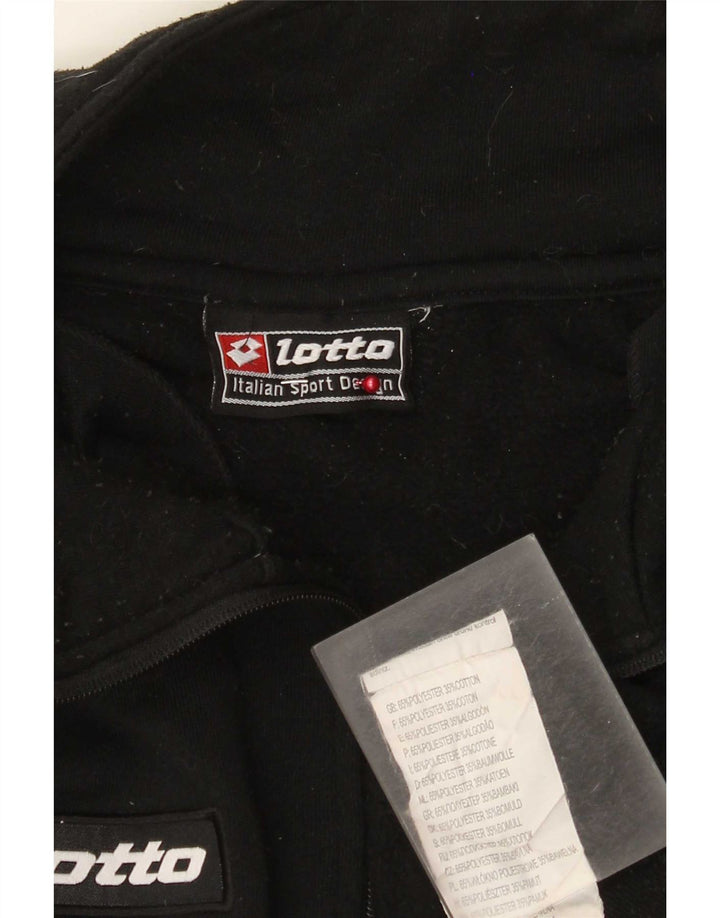 Lotto Herren-Sweatshirt mit grafischem Reißverschluss am Hals, groß, aus schwarzem Polyester