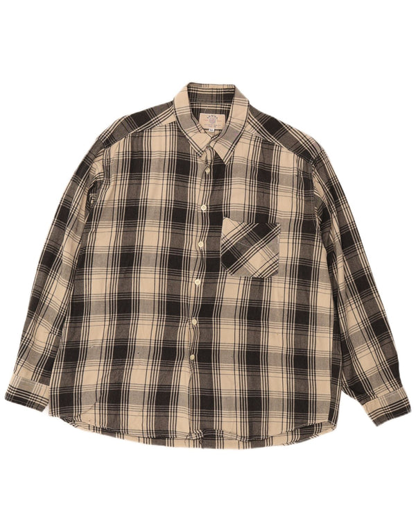 Vintage Herren Kariertes Hemd XL Beige Kariert