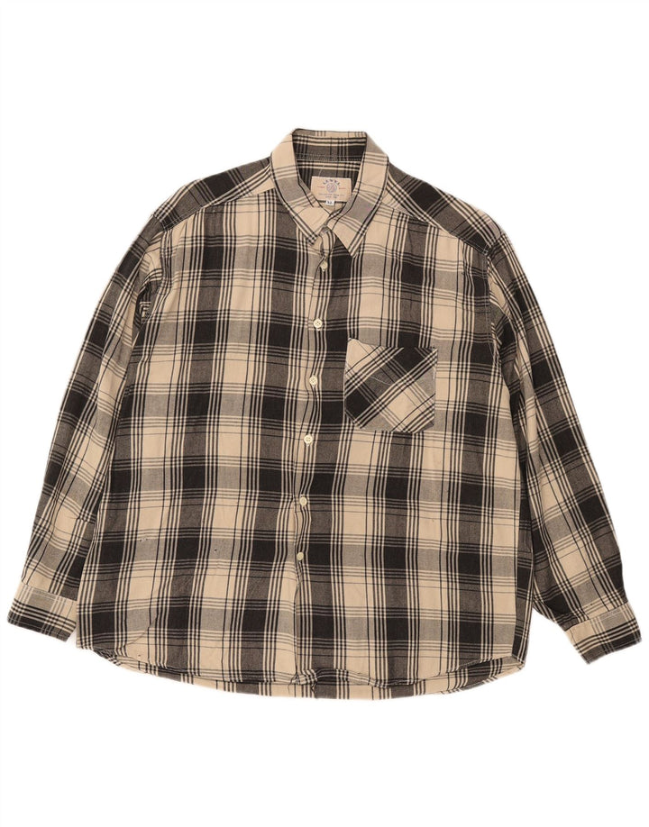 Vintage Herren Kariertes Hemd XL Beige Kariert