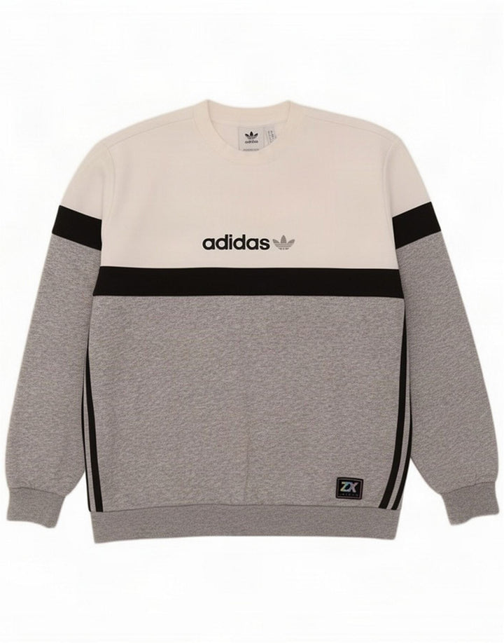 Adidas Herren Grafik-Sweatshirt-Pullover Mittelweißes Farbblock-Polyester