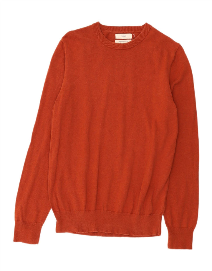 Marks & Spencer Herren-Pullover mit U-Boot-Ausschnitt aus mittelbrauner Baumwolle