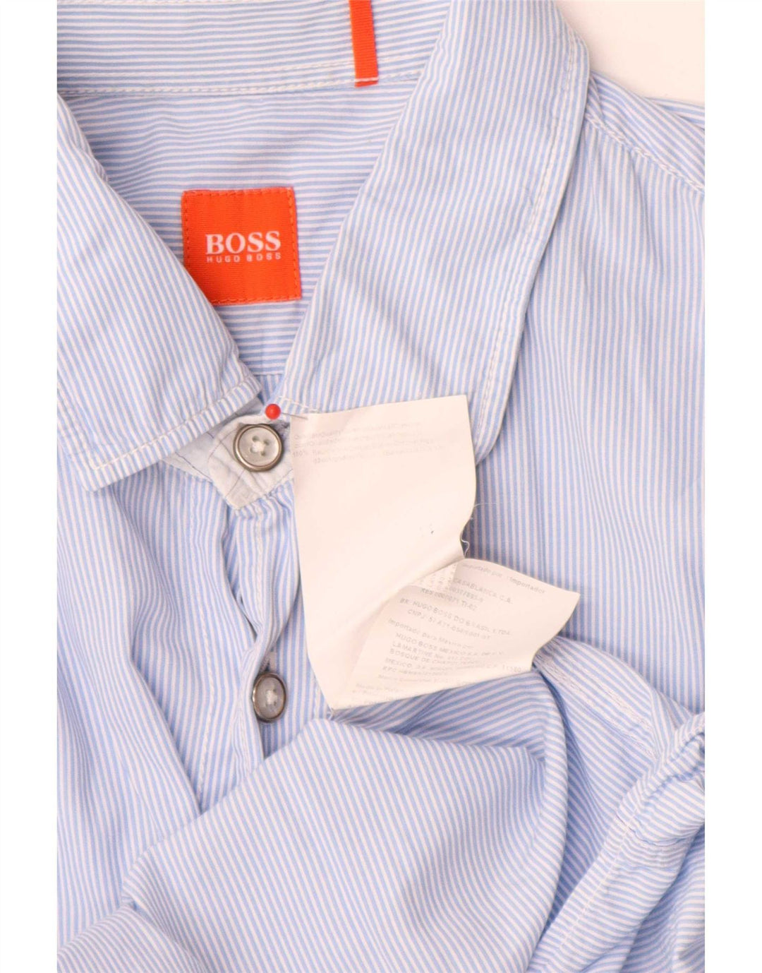 Hugo Boss Herrenhemd, große blaue Nadelstreifen-Baumwolle