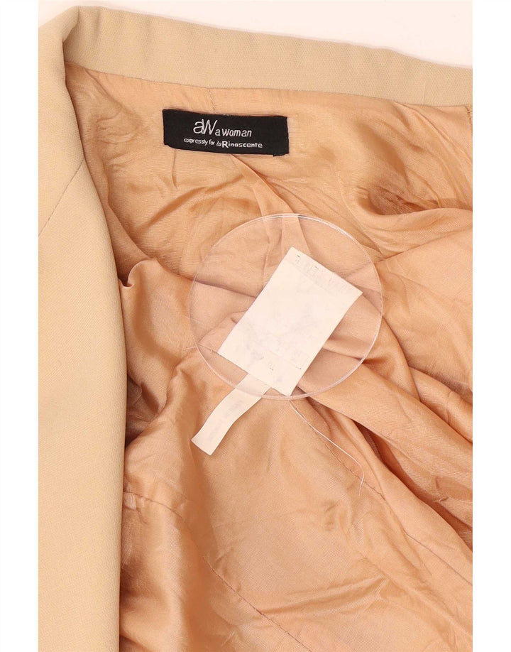 Vintage Damen 2-Knopf-Blazerjacke UK 10 Small Beige Polyester