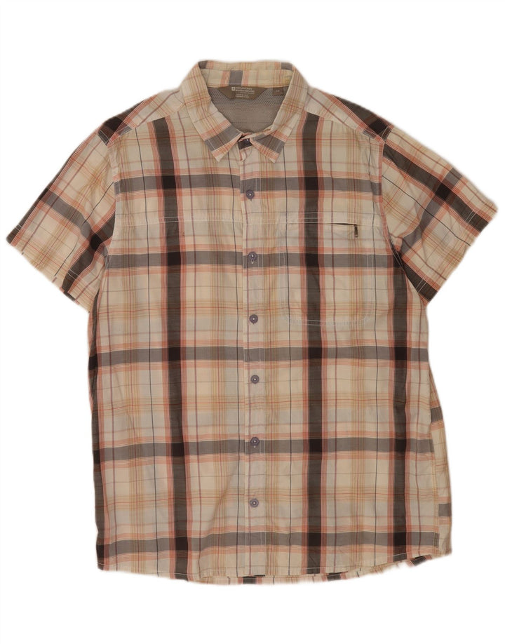 Mountain Warehouse Herren-Kurzarmhemd, groß, beige kariert, Polyester