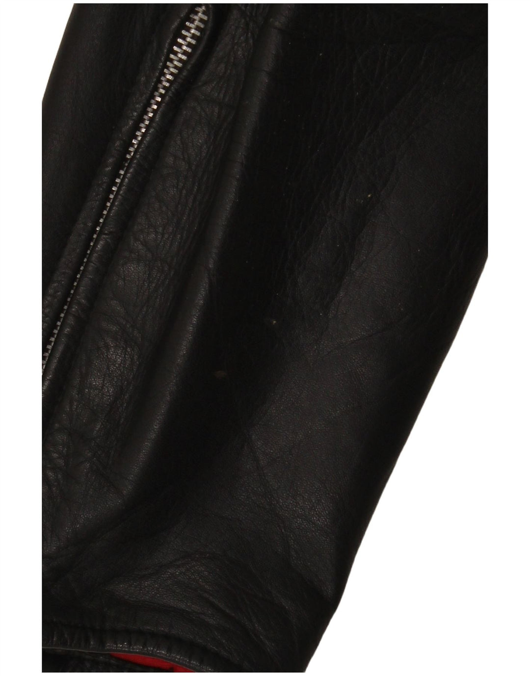 Vintage Herren-Leder-Bikerhose W34 L30 Schwarzer Farbblock