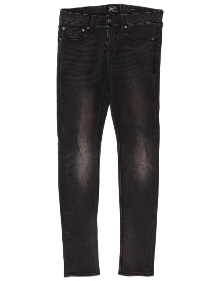 Superdry Distressed Skinny Jeans für Damen, W30 L32, schwarze Baumwolle