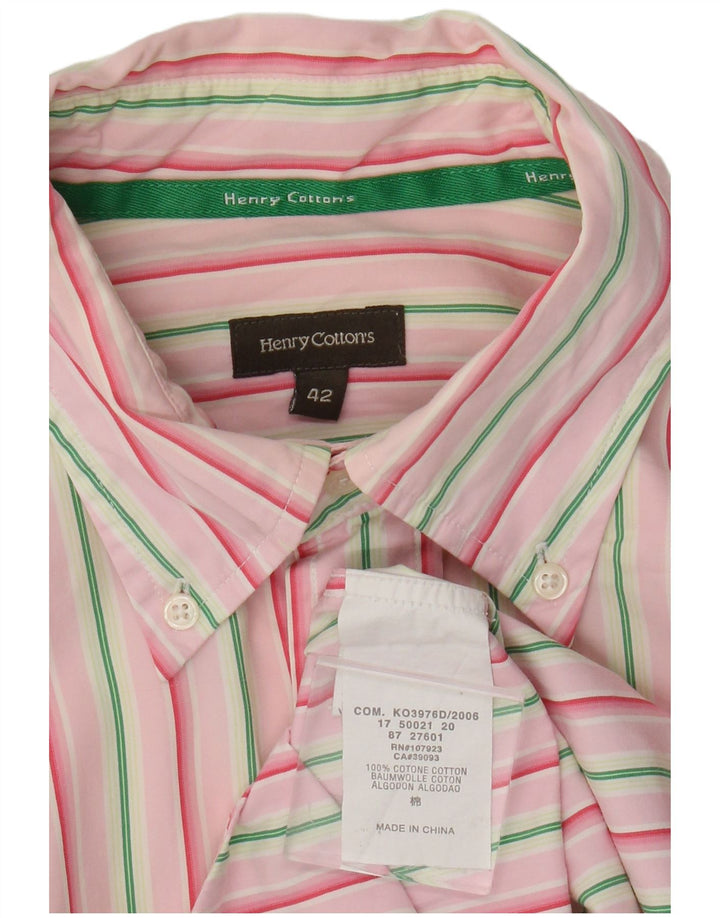Henry Cottons Herrenhemd, Größe 42, große rosa gestreifte Baumwolle