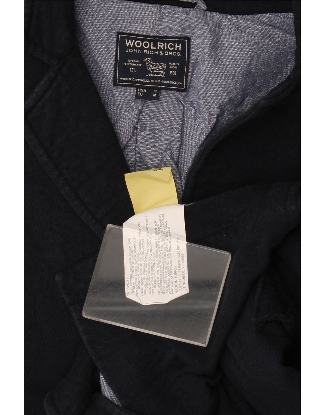 Woolrich Herren-Blazer mit 3 Knöpfen, Größe S, Marineblau, Größe 36, Baumwolle